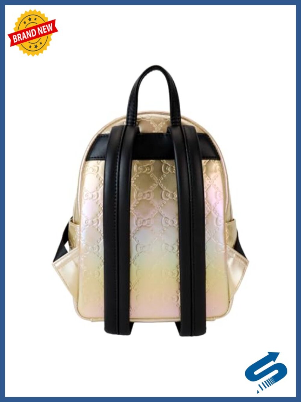 Metallic Vegan Leather Mini Backpack with Snap Closure - Picture 3 of 4